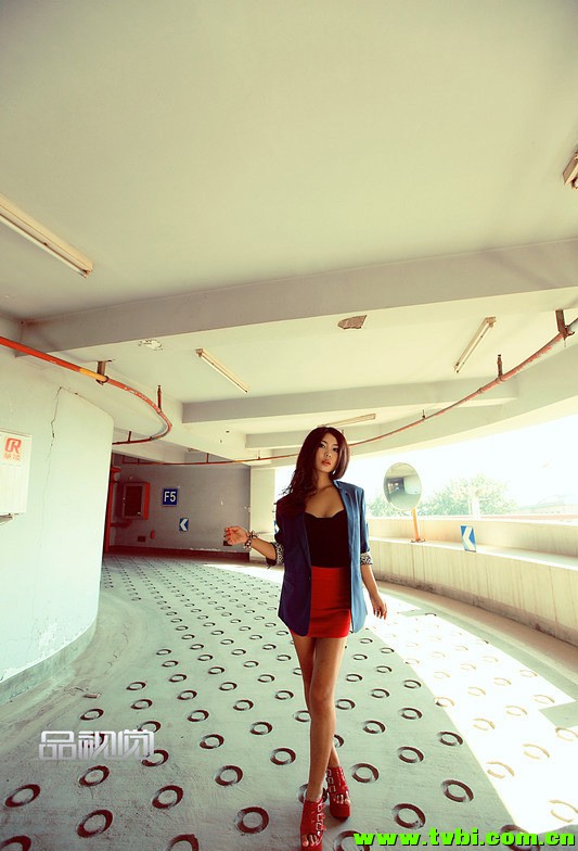 王|蕾低胸黑衫短裙写真